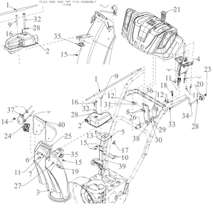 Chute Controls Diagram and Parts List for 2X30-INCHMAX (31AH8JVSB10)(2023) Cub Cadet Snow Blower